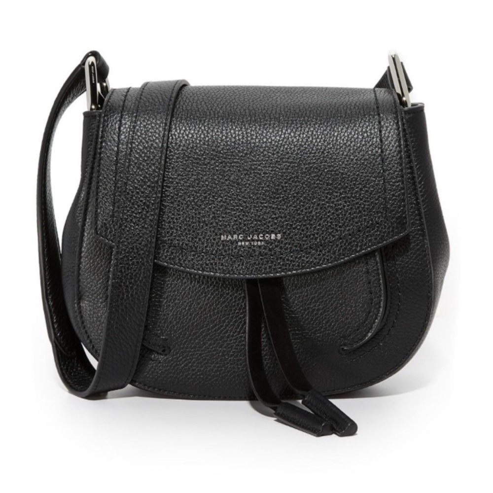 Marc Jacobs Black Pebbled Leather Crossbody Bag (Maverick Saddle Bag)